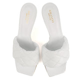 White Quilted Heeled Mule