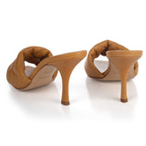 Tan Quilted Heeled Mule
