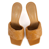 Tan Quilted Heeled Mule