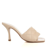 Nude Quilted Heeled Mule