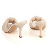 Nude Quilted Heeled Mule