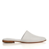 Slides in White Calfskin Leather