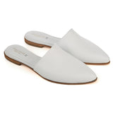 Slides in White Calfskin Leather