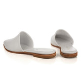 Slides in White Calfskin Leather
