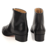 Ankle Boots in Black Calfskin Leather with front zip