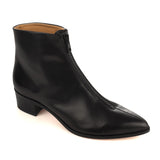 Ankle Boots in Black Calfskin Leather with front zip