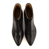 Ankle Boots in Black Calfskin Leather with front zip