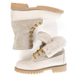 Boots in White Elk Leather with Shearling Lining