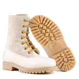 Boots in White Elk Leather with Shearling Lining