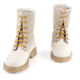 Boots in White Elk Leather with Shearling Lining