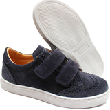 Sneakers in Blue Suede Leather with Velcro Strap