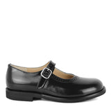 Ballet Flat in Black Calfskin Leather with Ankle Strap