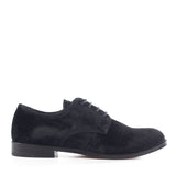 Laced-up derby in black velvet fabrics