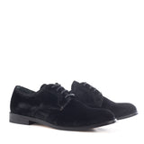 Laced-up derby in black velvet fabrics