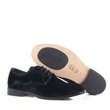 Laced-up derby in black velvet fabrics