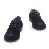 Laced-up derby in black velvet fabrics