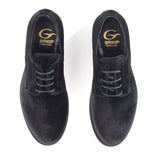 Laced-up derby in black velvet fabrics