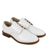 Derby in white patent leather