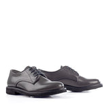 Derby in dark grey calfskin leather with laces