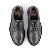 Derby in dark grey calfskin leather with laces