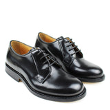 Laced derby in black calfskin leather