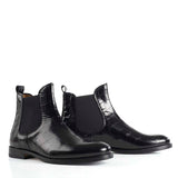 Chelsea Boot in Black Calfskin Crocodile Print Leather