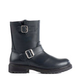 Boots in Blue Navy Calfskin Leather and Sheepskin Lining