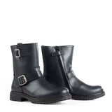 Boots in Blue Navy Calfskin Leather and Sheepskin Lining