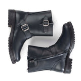 Boots in Blue Navy Calfskin Leather and Sheepskin Lining