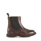 Brogue ankle boots in brown calfskin leather