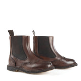 Brogue ankle boots in brown calfskin leather
