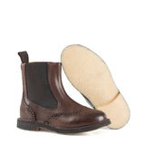 Brogue ankle boots in brown calfskin leather