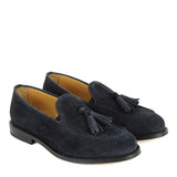 Moccasins in blue suede Goodyear welt for kids