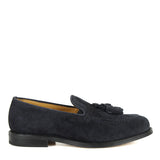Moccasins in blue suede Goodyear welt for kids
