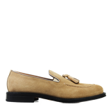 Goodyear-welt Tassel Loafer in Beige Suede Leather