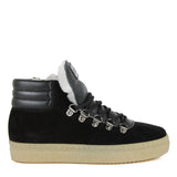 Hiking Boots in Black Suede Leather and Shearling Lining