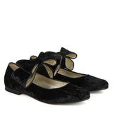 Ballerina in Black Velvet Leather with Bow