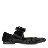 Ballerina in Black Velvet Leather with Bow