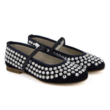 Ballerinas in Black Suede and Swarovski