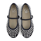 Ballerinas in Black Suede and Swarovski