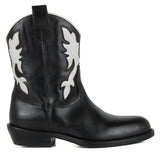 Texan boots in black and white calfskin leather