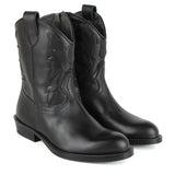 Texan Boots in Black Calfskin Leather