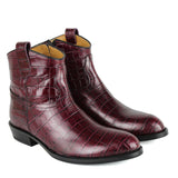 Texan ankle boots in bordeaux calfskin leather