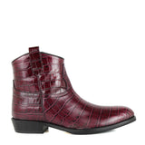 Texan ankle boots in bordeaux calfskin leather