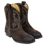 Texan boots in brown suede leather