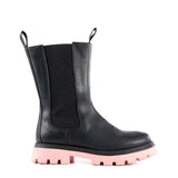 Chelsea Boots in Black and Pink Calfskin Leather