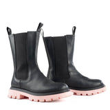 Chelsea Boots in Black and Pink Calfskin Leather