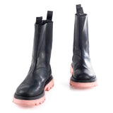 Chelsea Boots in Black and Pink Calfskin Leather