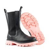 Chelsea Boots in Black and Pink Calfskin Leather