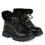 Ankle boots in Calfskin and jacquard fabric